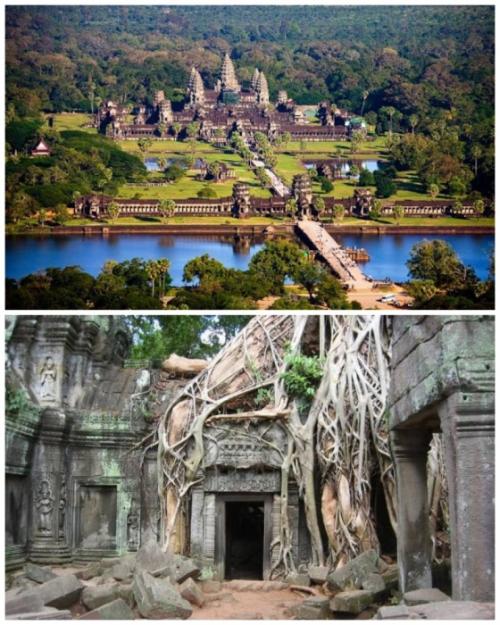 3. Храмовый комплекс Ангкор-Ват (Камбоджа) Ангкор-Ват (Angkor Wat) является гигантским индуистским храмовым комплексом с невероятной архитектурой, первые культовые сооружения которого начали возводиться еще в VI веке для правящей верхушки и высокопоставленных священнослужителей. Целых 600 лет его территория увеличивалась, превращаясь в мощный храмовый комплекс, который в те времена назывался «Местоположение Святого Вишну». По неизвестной причине в XV веке все священнослужители и монахи покинули святыню, и с тех пор он был практически законсервирован.