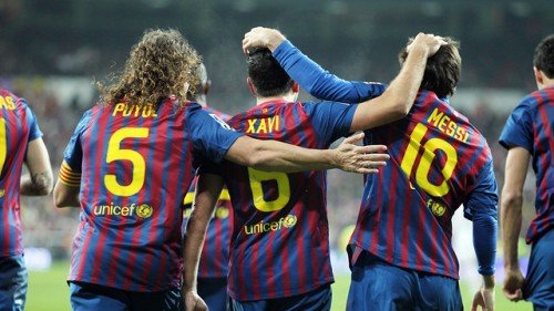 Carles Puyol, Xavi Hernandez i Leo Messi, renovats / FOTO: MIGUEL RUIZ - FCB