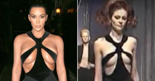 2. Платье Thierry Mugler - стоимость неизвестна Ким Кардашян известна своей вызывающей одеждой, в которой она кажется полуобнаженной. Одним из самых ярких примеров стало винтажное платье от Thierry Mugler, в которое Ким появилась на церемонии Hollywoods Beauty Awards. Впервые это платье «засветилось» на подиуме во время шоу Haute Couture Spring в 1998 году. Изюминку модели заметить несложно — грудь прикрыта только лентами.