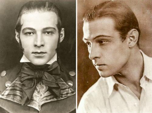 1920-е — зализанная прическа и томный взгляд Все сходят с ума от кинематографа и Рудольфа Валентино — звезды немого кино. Почти любой мужчина с зализанными волосами и пробором ближе к середине, как у первого секс-символа Голливуда, автоматически становился писаным красавцем.