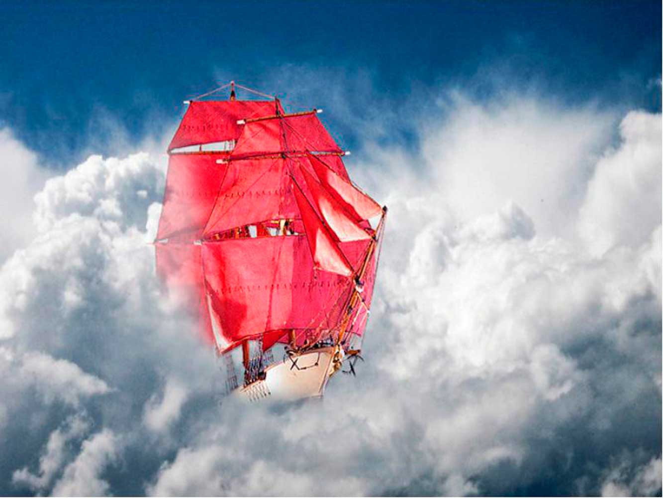 Ветром дуют паруса. Корабль Алые паруса. Корабль с красными парусами. Корабль в небе с алыми парусами. Корабль мечты.