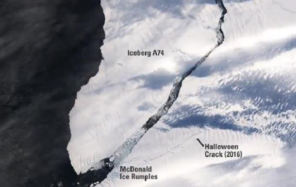 Айсберг-гигант в Антарктиде показали из космоса