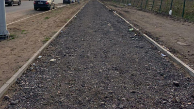 Строительство тротуара начали возле ЖК «Изумрудные холмы» в Красногорске