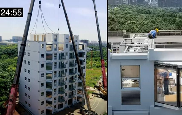 В Китае показали стройку многоэтажки за сутки
