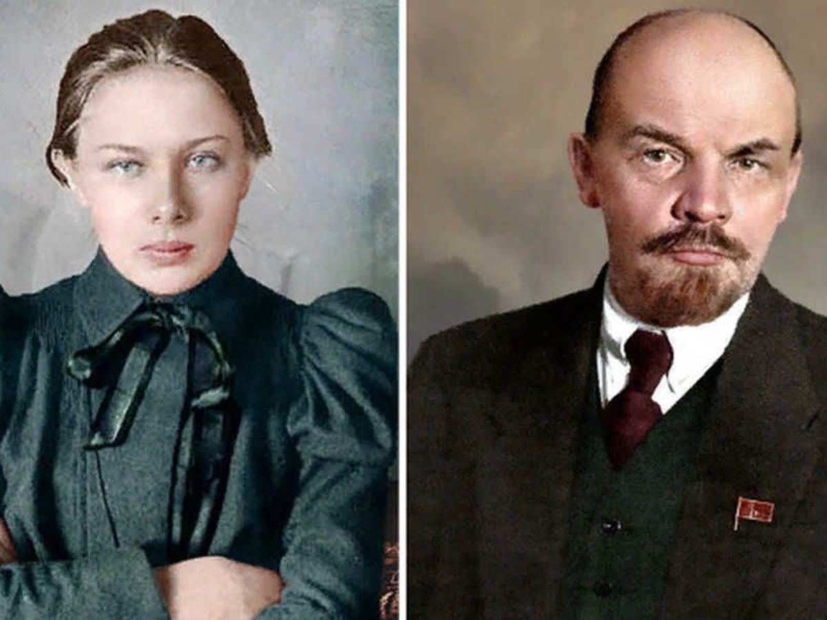 Фото Ленина и Крупской в цвете